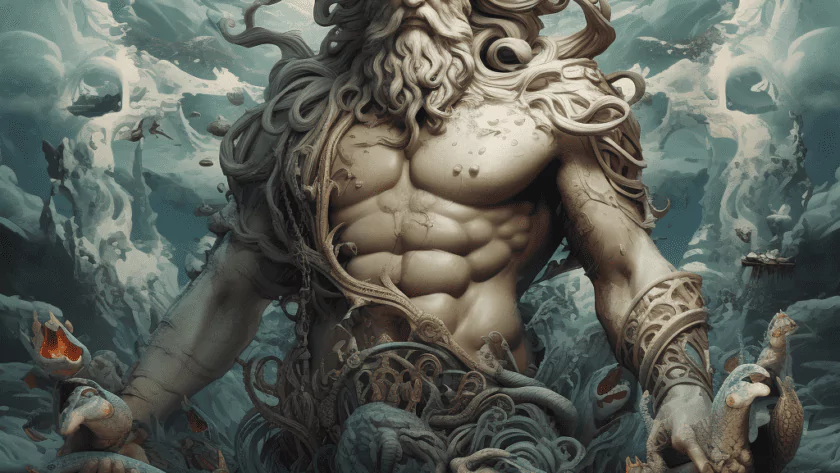 Représentation de la divinité grecque, Pontos, dieu primordial de la mer - AI generated