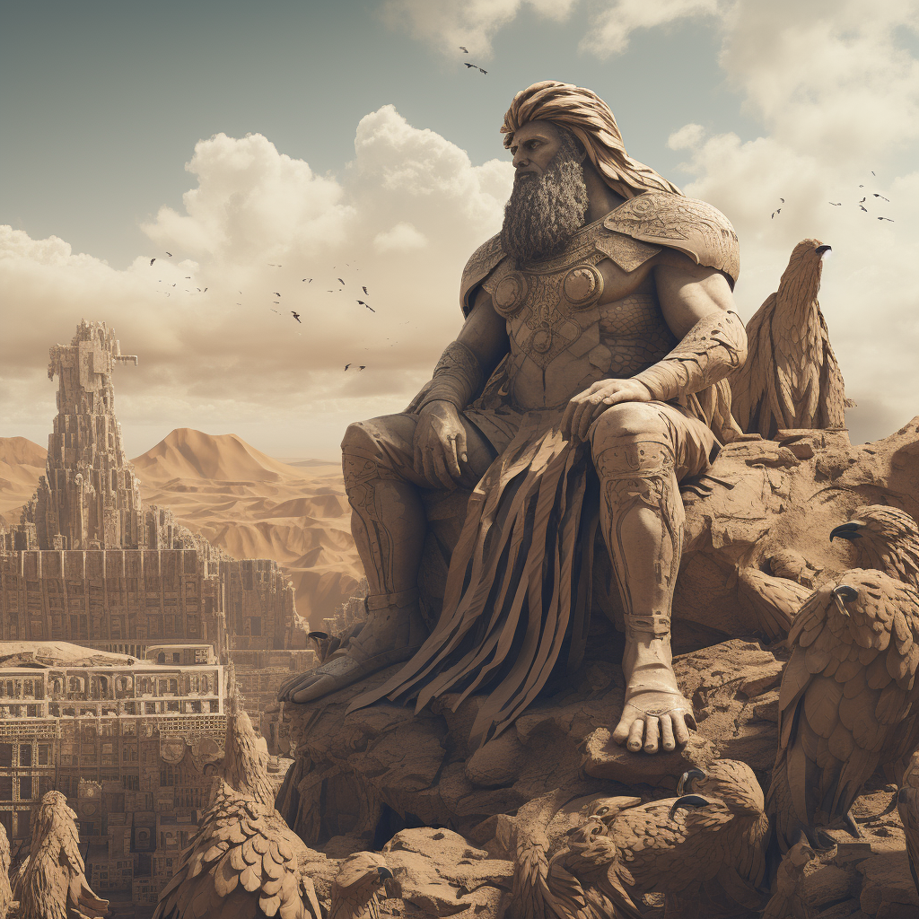 Représentation du puissant dieu mésopotamien Enlil - AI generated