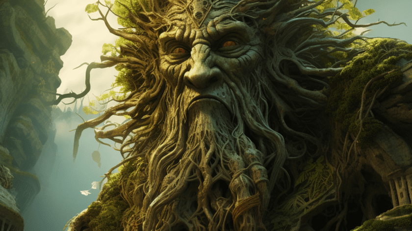 Représentation d'Humbaba, le Gardien des Forêts dans la Mythologie Mésopotamienne - AI generated