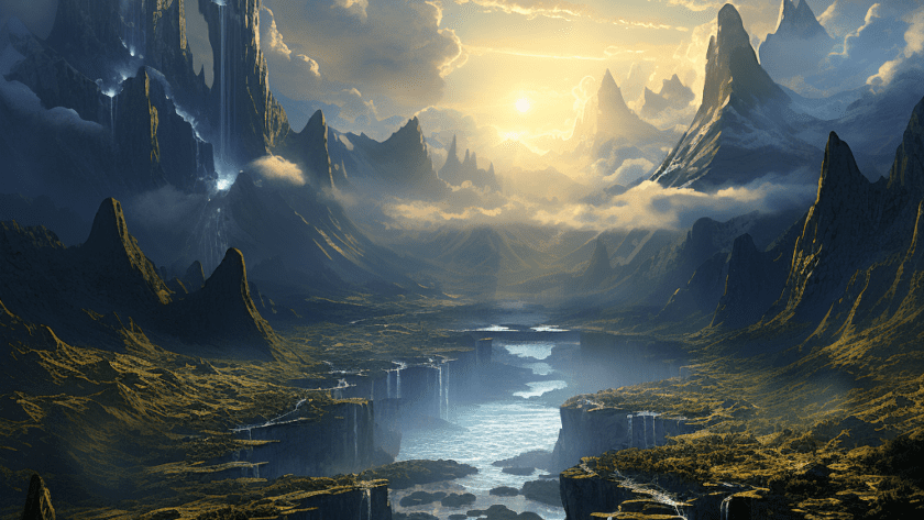 Représentation de Jotunheim, un des neufs mondes de la mythologie nordique - AI generated