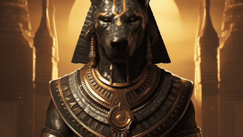 Représentation de Anubis, divinité de la mythologie égyptienne - AI generated