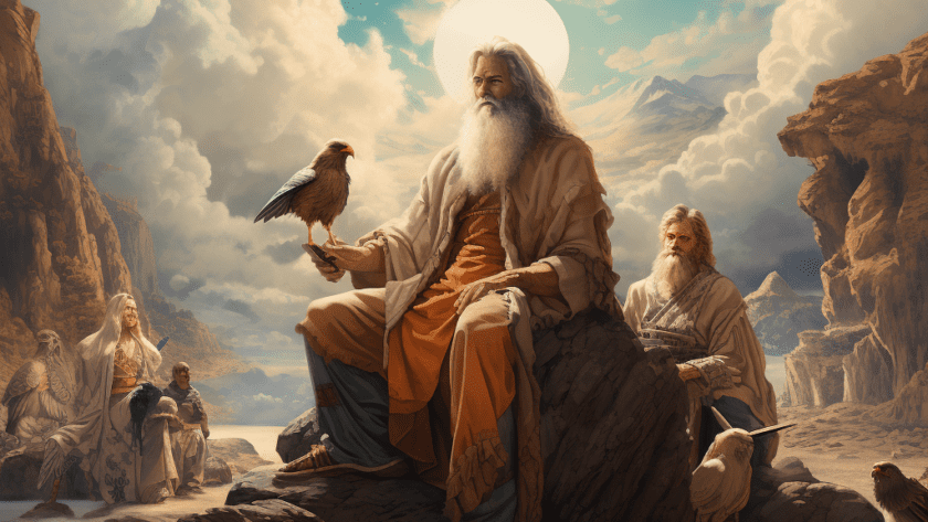 Représentation des sept sages, divinités de la mythologie mésopotamienne - AI generated