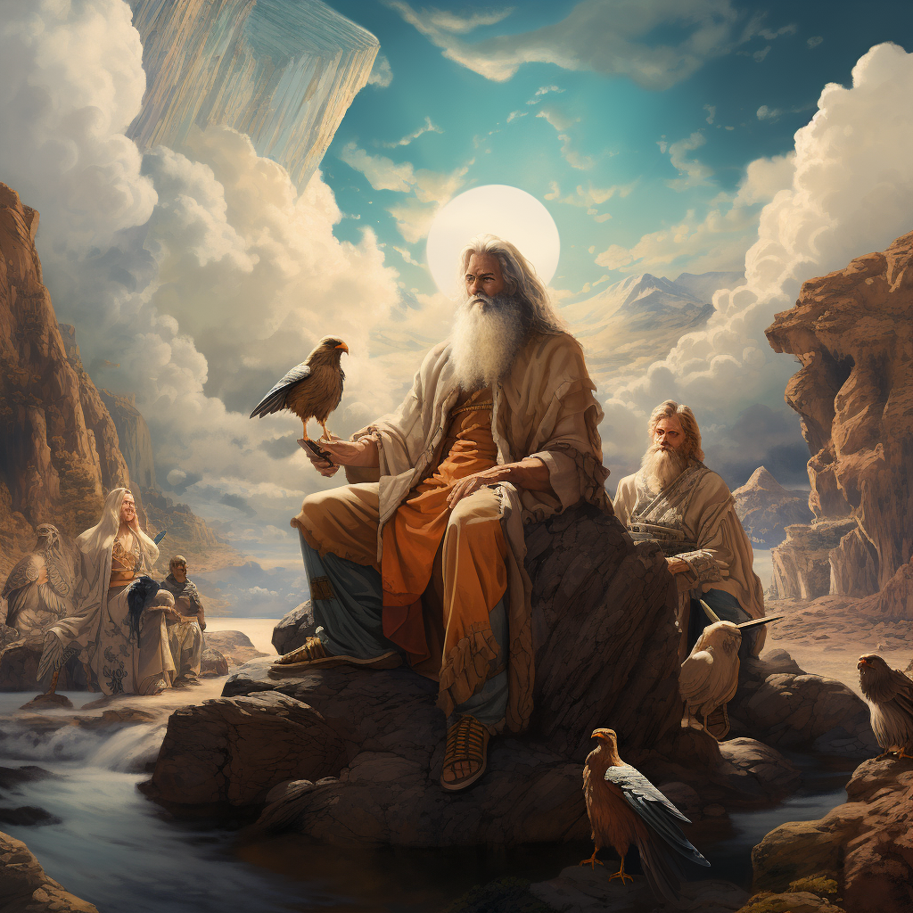 Représentation des 7 sages, divinités de la mythologie mésopotamienne - AI generated
