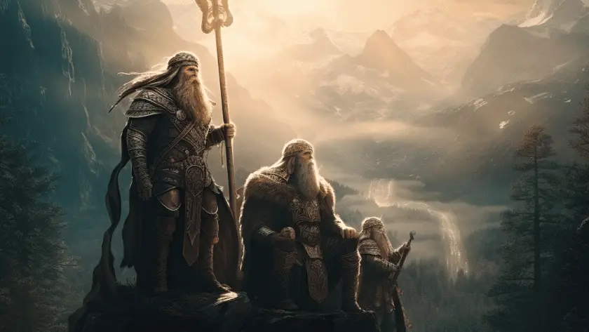 Représentation de divinités Ases - mythologie nordique - AI generated
