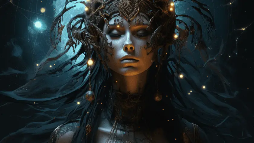 Représentation de Nyx, divinité de la mythologie grecque - AI generated