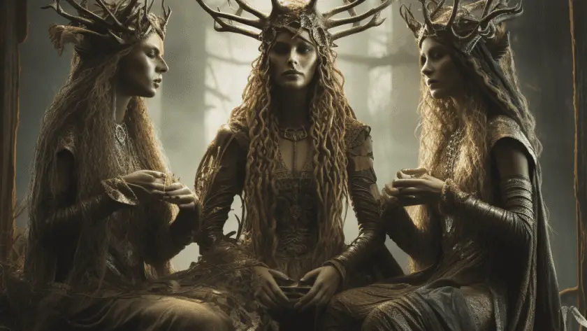 Représentation des Nornes, divinité de la mythologie nordique - AI generated