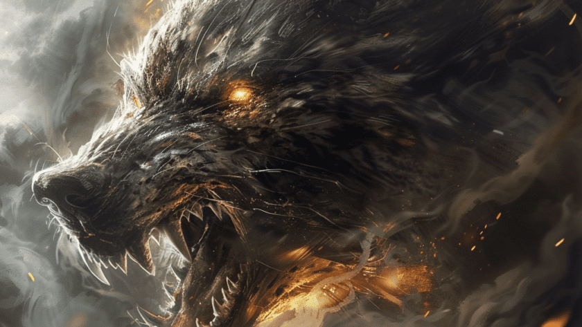 Représentation de Fenrir, mythologie nordique - AI generated