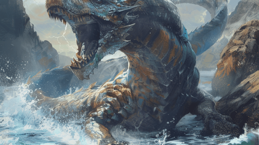 Représentation de Jörmungand, divinité de mythologie nordique - AI generated