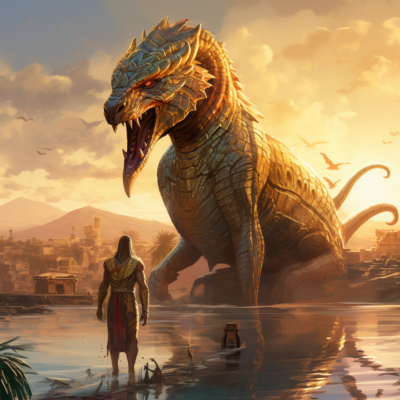 Représentation de Sobek, divinité de mythologie égyptienne - AI generated