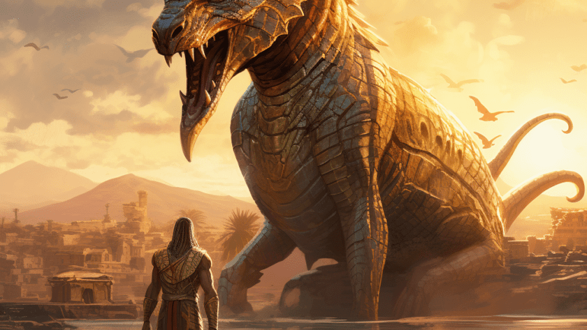 Représentation de Sobek, divinité de mythologie égyptienne - AI generated
