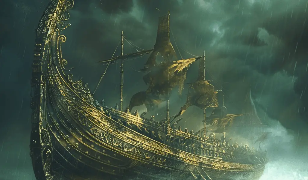 Représentation de Skidbladnir, de la mythologie nordique - AI generated