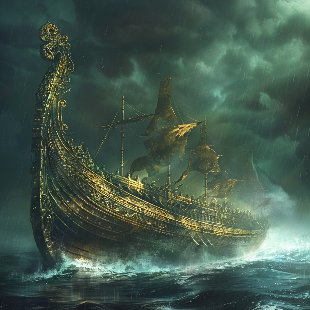 Représentation de Skidbladnir, de la mythologie nordique - AI generated