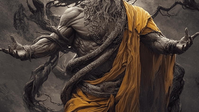 Représentation des Gégènes, géants de la mythologie grecque - AI generated