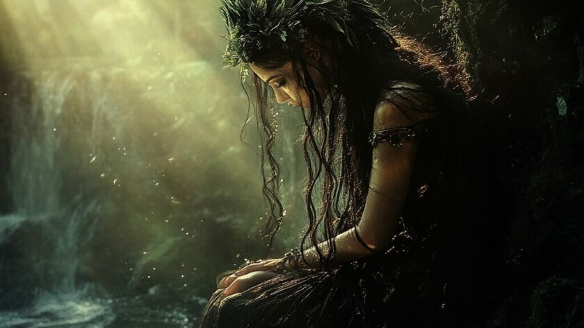 Représentation de Fossegrim : Esprit aquatique et musicien légendaire de la mythologie nordique - AI generated