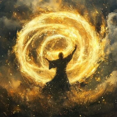 Représentation de Taranis, dieu celtique du tonnerre - AI generated