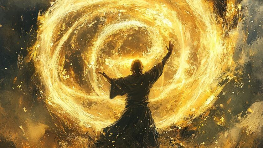 Représentation de Taranis, dieu celtique du tonnerre - AI generated