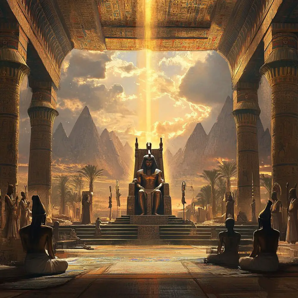 Le mythe de la création du monde selon Héliopolis - mythologie égyptienne - AI generated