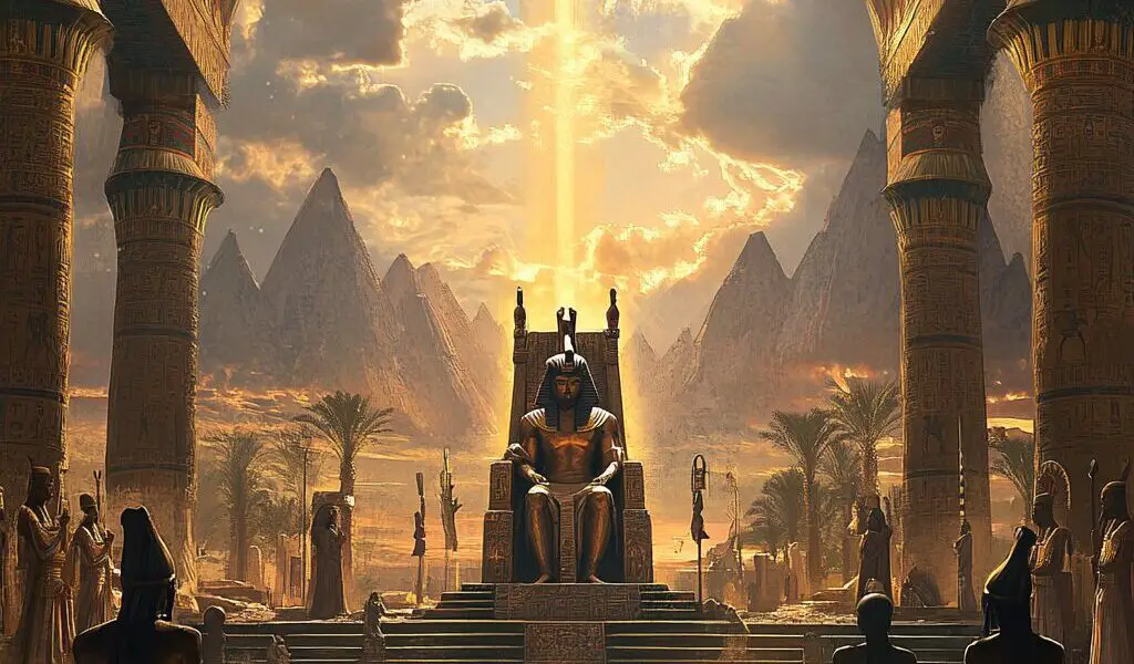 Le mythe de la création du monde selon Héliopolis - mythologie égyptienne - AI generated