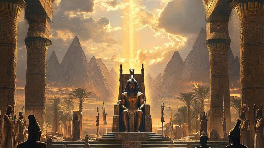 Le mythe de la création du monde selon Héliopolis - mythologie égyptienne - AI generated