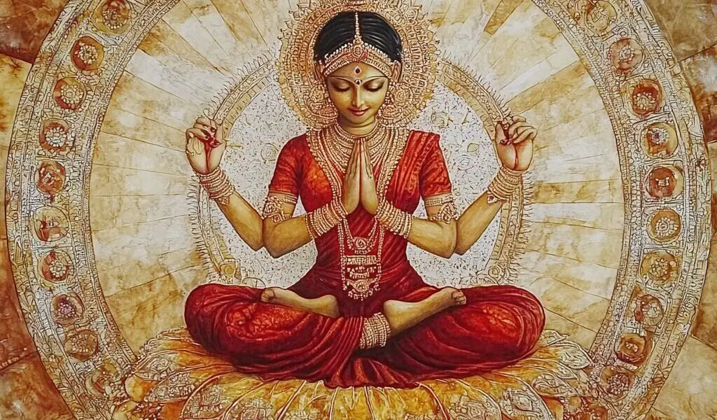 Représentation de la divinité hindoue Lakshmi - AI generated