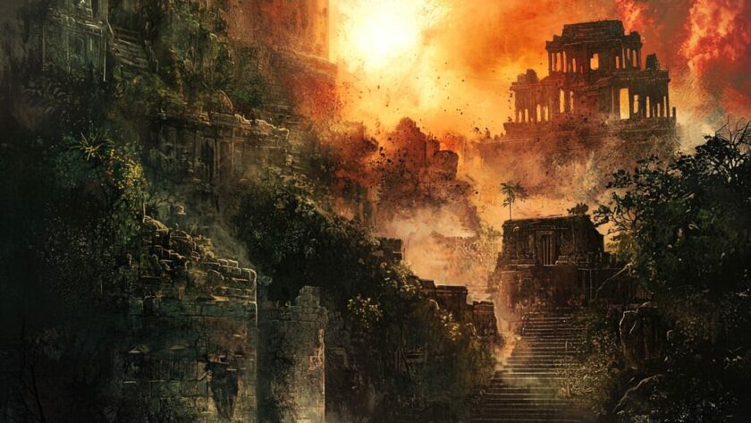 Représentation de la cité des Lestrygons dans la mythologie grecque - AI generated