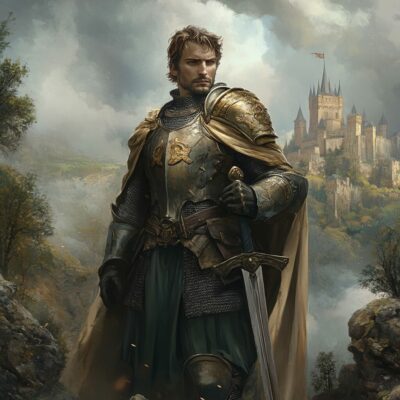 Représentation du héros celtique Bedivere - AI generated