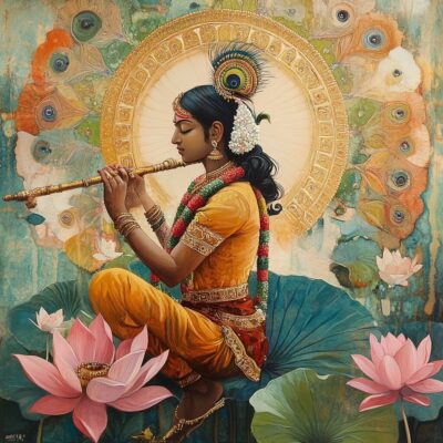Représentation du dieu hindou Krishna - AI generated