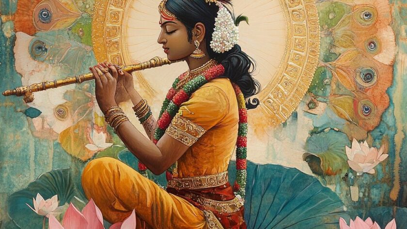 Représentation du dieu hindou Krishna - AI generated