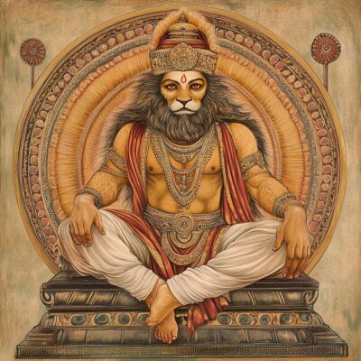 Représentation du dieu hindou Narasimha - AI generated