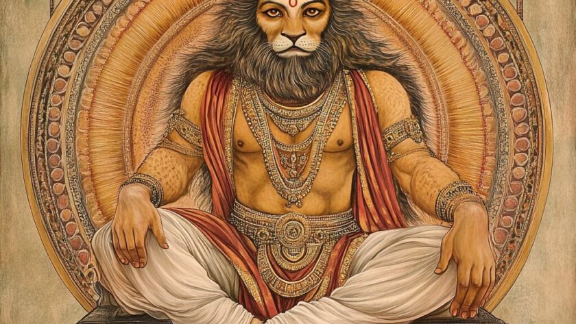 Représentation du dieu hindou Narasimha - AI generated